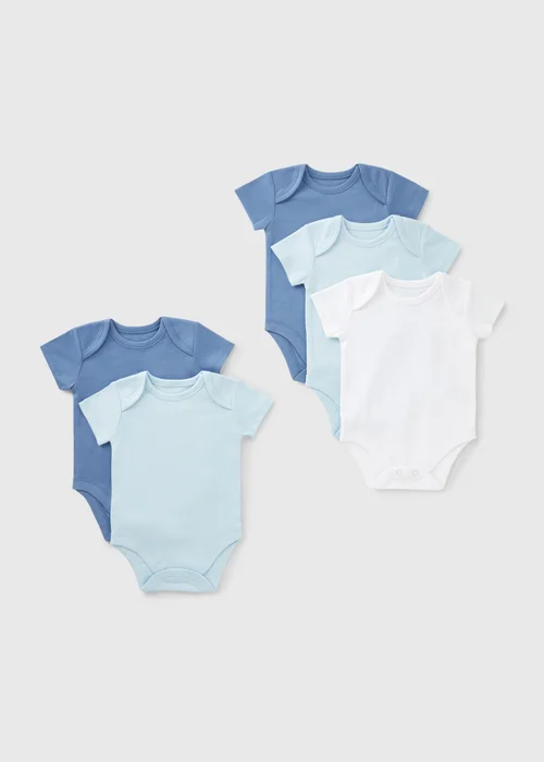 5 Pack Baby Blue Bodysuits (Newborn-23mths) - 0-3 months Image 1