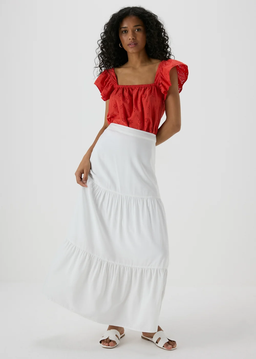 White Smock Maxi Skirt - Size 8 Image 4
