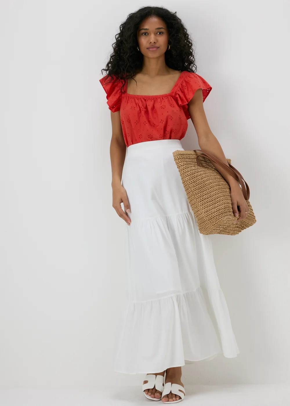 White Smock Maxi Skirt - Size 8 Image 1