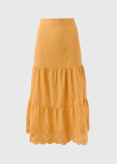 Papaya Orange Embroidered Hem Maxi Skirt - 8 Image 5