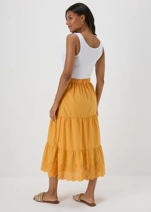 Papaya Orange Embroidered Hem Maxi Skirt - 8 Image 2