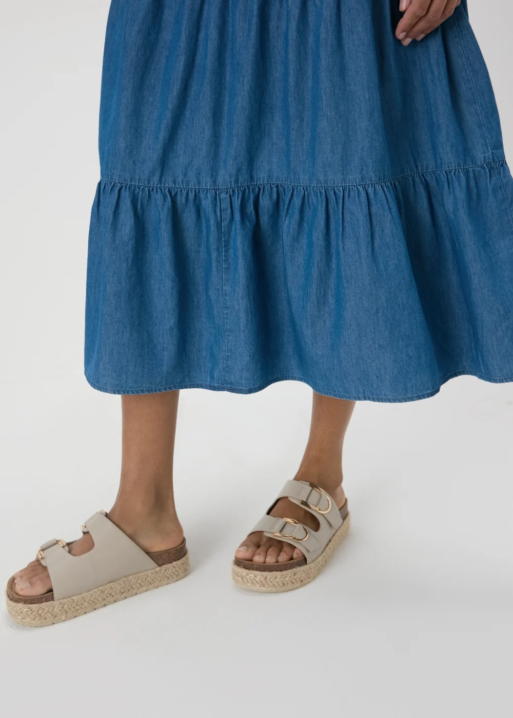 Denim Tiered Maxi Skirt - 8 Image 3