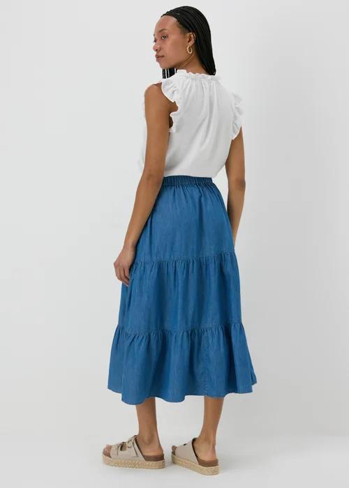 Denim Tiered Maxi Skirt - 8 Image 2