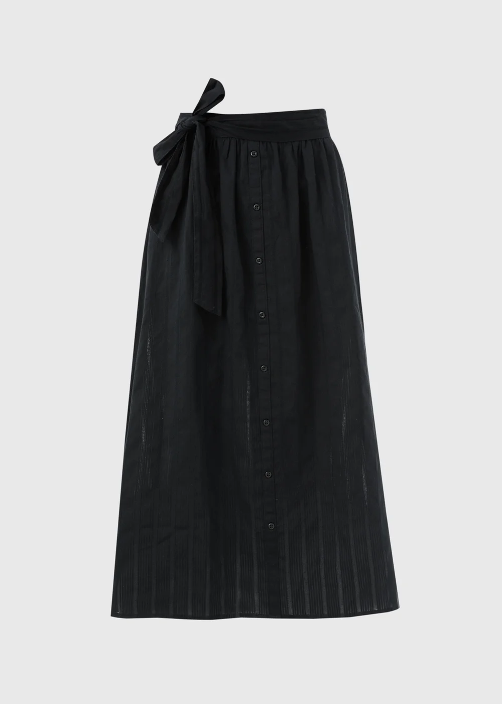 Black Button Front Dobby Midi Skirt - 8 Image 5