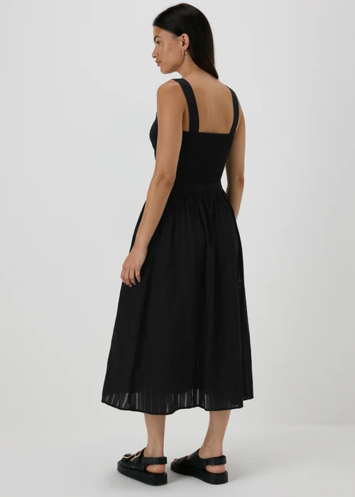 Black Button Front Dobby Midi Skirt - 8 Image 2