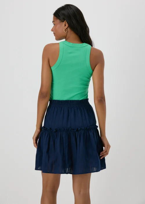 Navy Dobby Stripe Tiered Mini Skirt - 8 Image 2