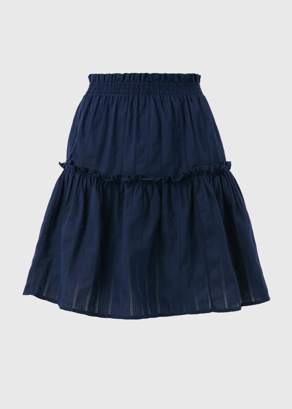 Navy Dobby Stripe Tiered Mini Skirt - 8 Image 5