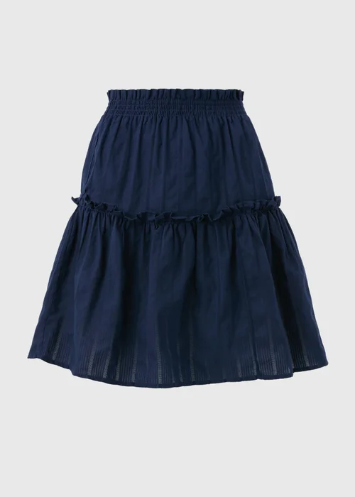 Navy Dobby Stripe Tiered Mini Skirt - 8 Image 5