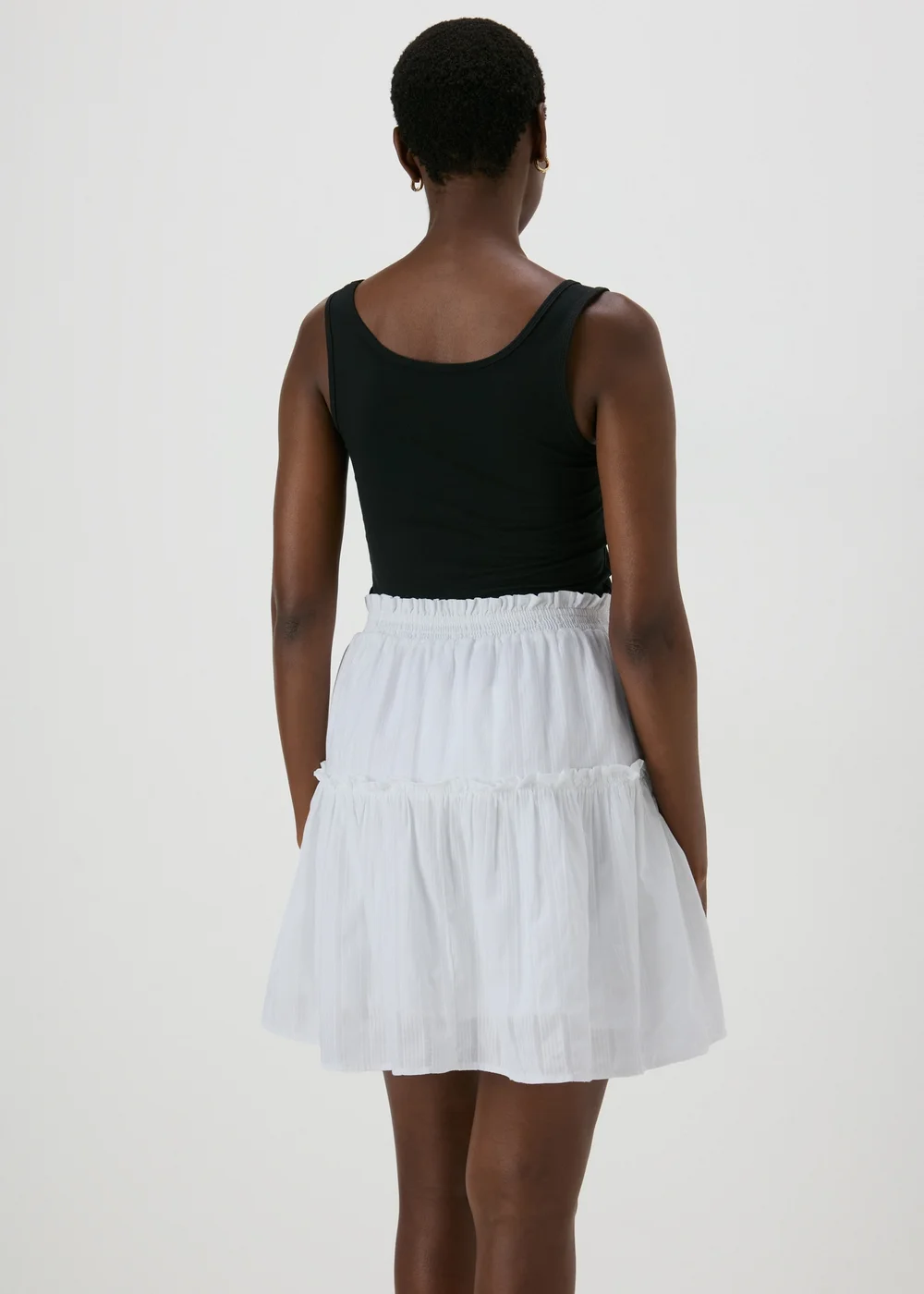 White Dobby Stripe Tiered Mini Skirt - 8 Image 2