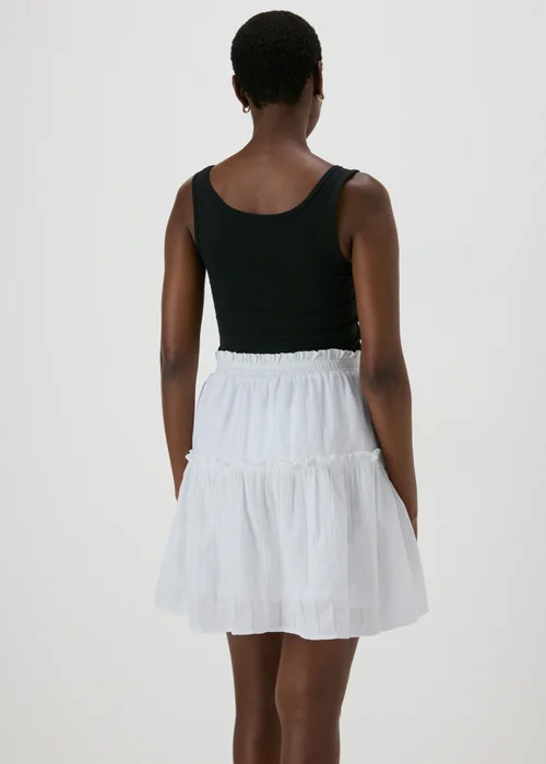 White Dobby Stripe Tiered Mini Skirt - 8 Image 2