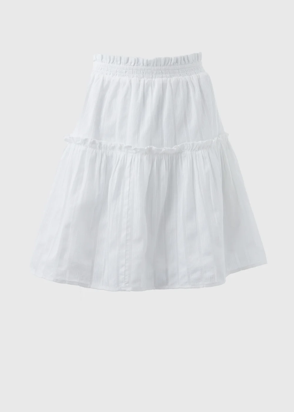 White Dobby Stripe Tiered Mini Skirt - 8 Image 5