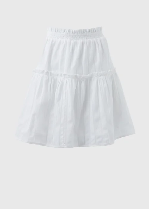 White Dobby Stripe Tiered Mini Skirt - 8 Image 5