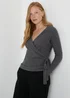 Papaya Petite Charcoal Front Wrap Top - Size 6 Image 1