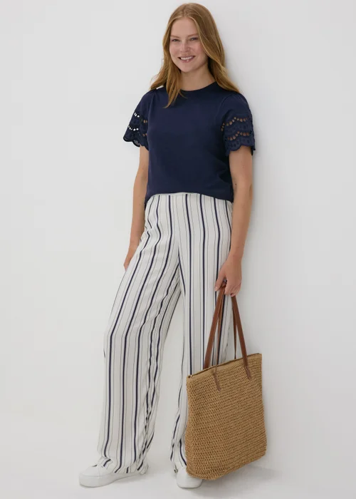 Papaya Petite Navy Cutwork Sleeve T-Shirt - 6 Image 3