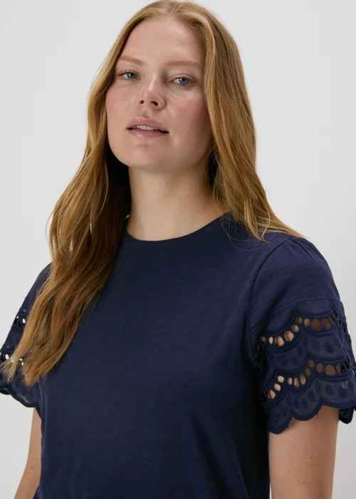 Papaya Petite Navy Cutwork Sleeve T-Shirt - 6 Image 1
