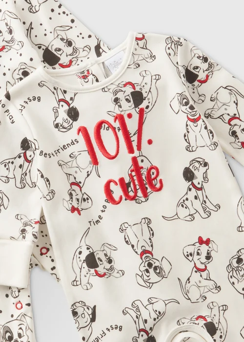 Disney 2 Pack Baby Cream Dalmatian Sleepsuits (Newborn-18mths) - Age 0 - 3 Months Image 2