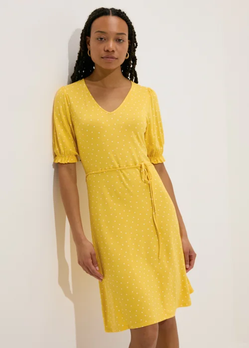 Yellow Spot Print Mini Dress - Size 8 Image 1