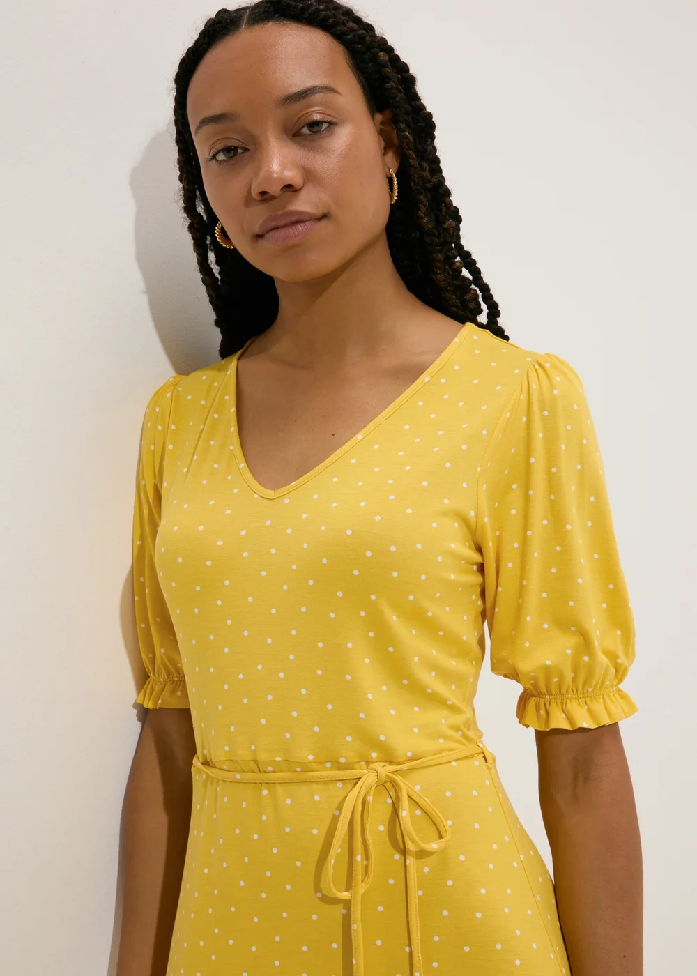 Yellow Spot Print Mini Dress - Size 8 Image 3