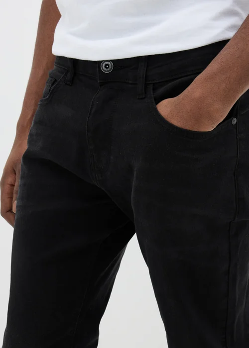 Black Washed Slim Fit Tapered Jeans - 30 R Image 3