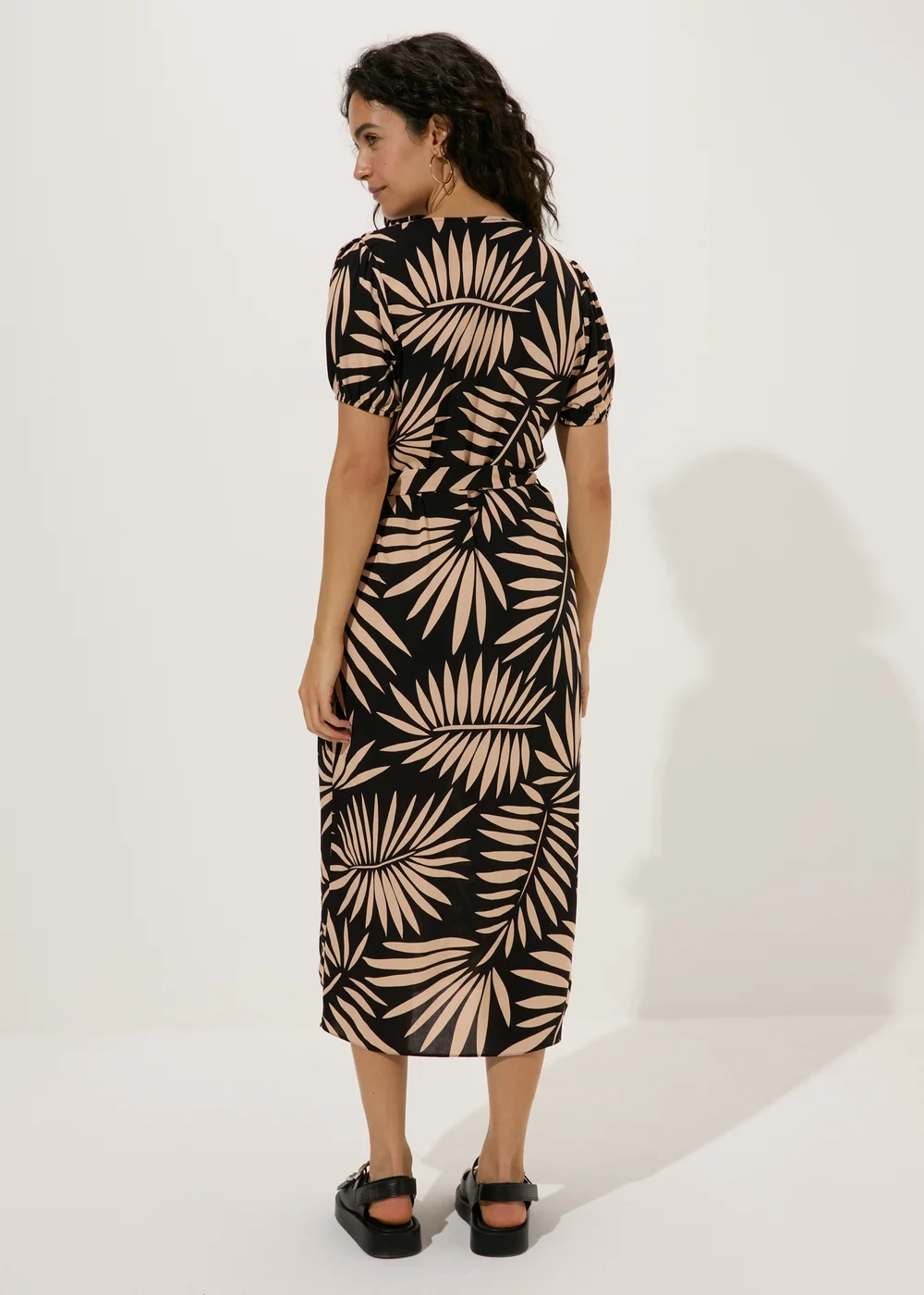 Black Leaf Print Midi Dress - 8 Image 2