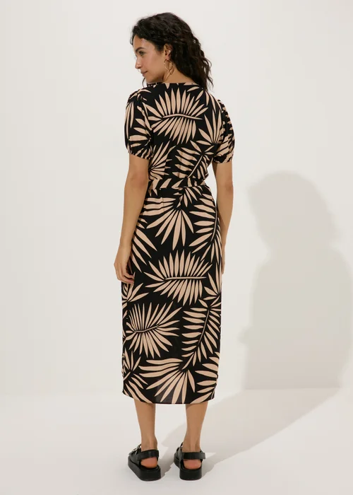 Black Leaf Print Midi Dress - 8 Image 2