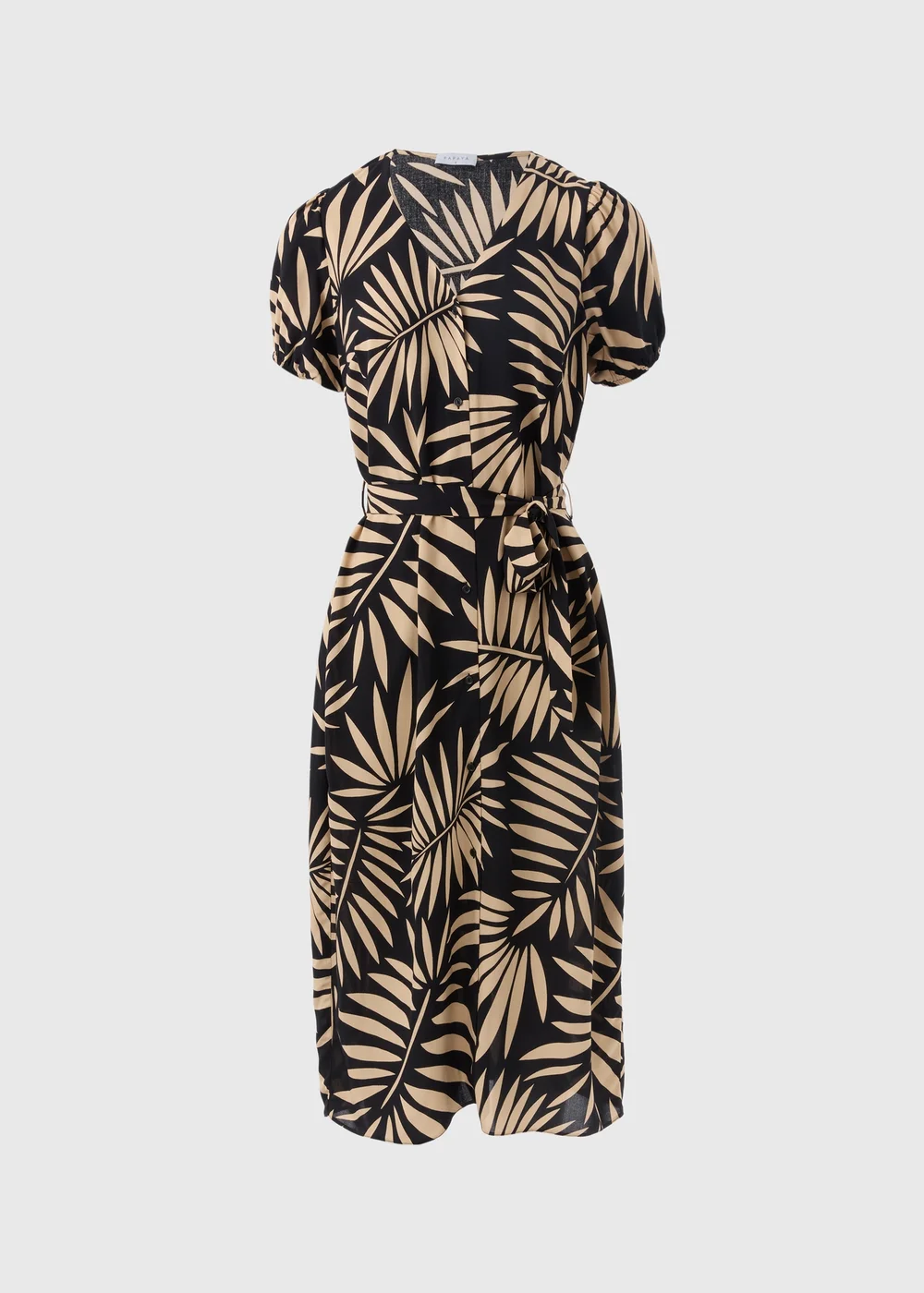 Black Leaf Print Midi Dress - 8 Image 5