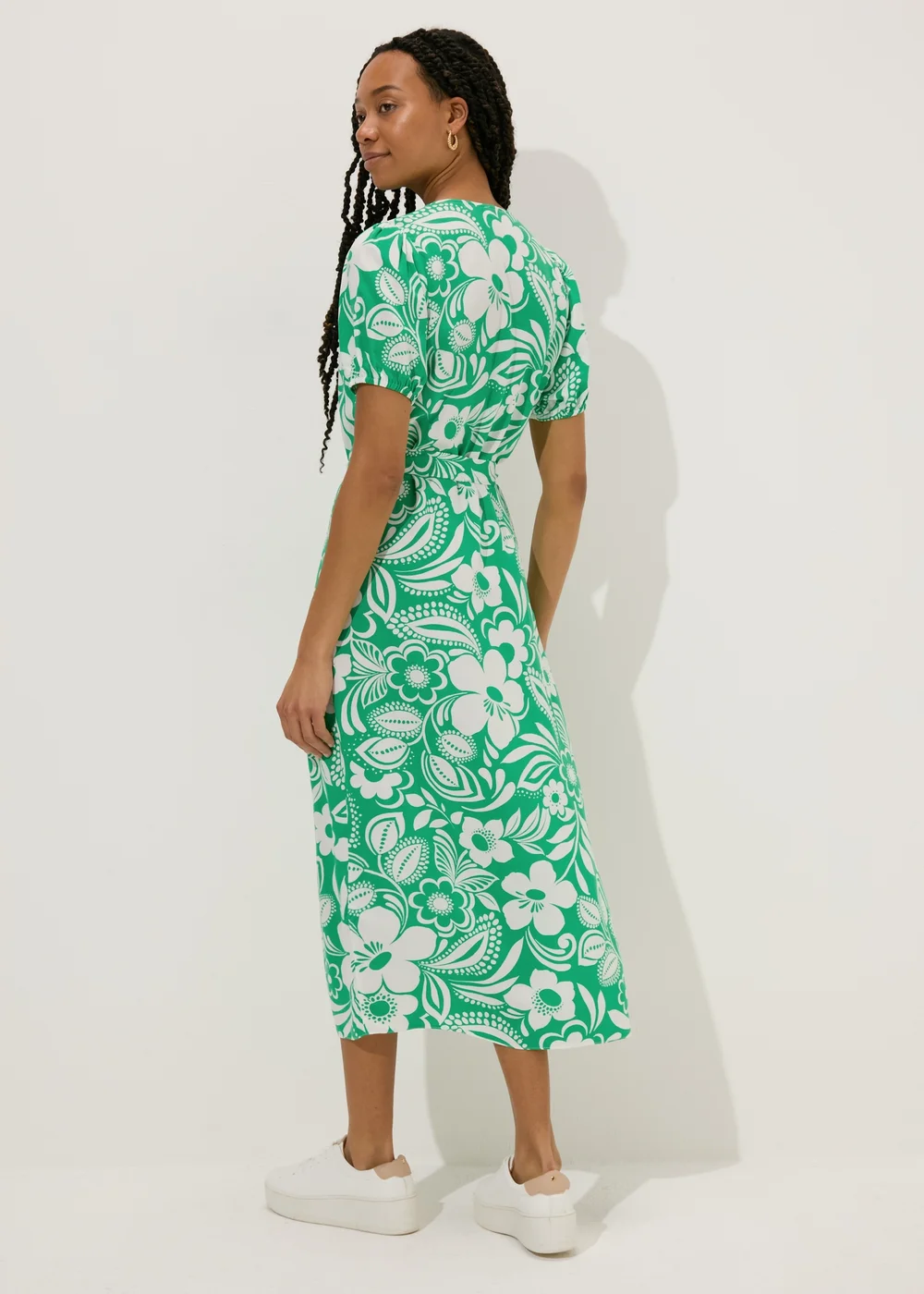 Green Floral Print Midi Dress - 8 Image 2