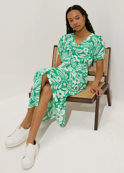 Green Floral Print Midi Dress - 8 Image 4
