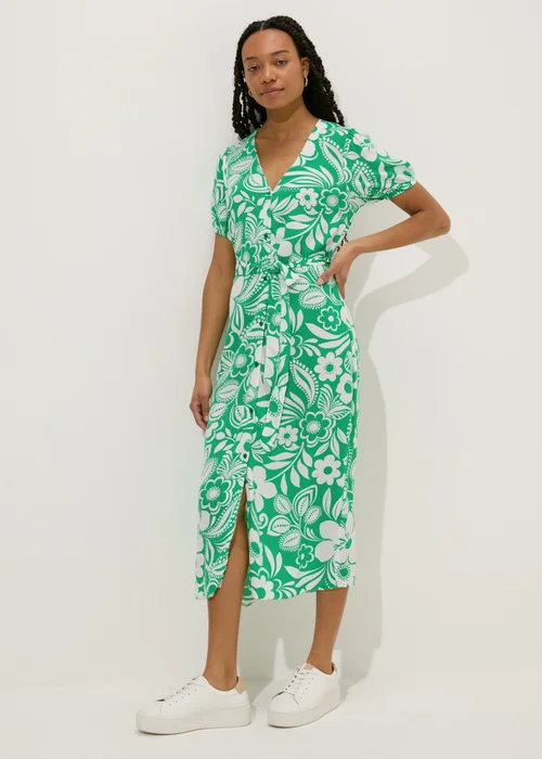 Green Floral Print Midi Dress - 8 Image 1