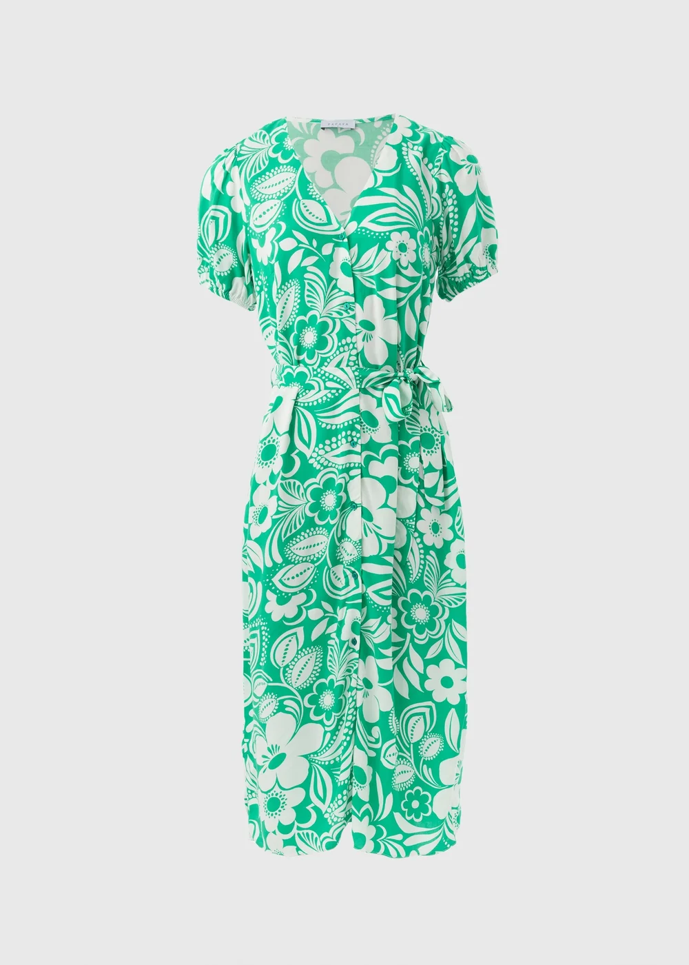 Green Floral Print Midi Dress - 8 Image 5