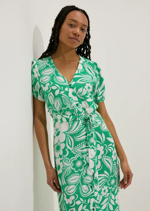 Green Floral Print Midi Dress - 8 Image 3