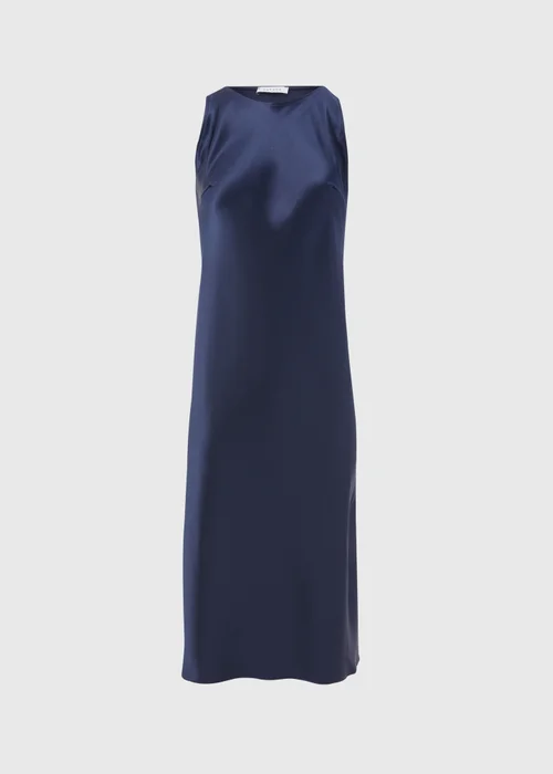 Navy Bias Cut Satin Slip Dress - 8 Image 5