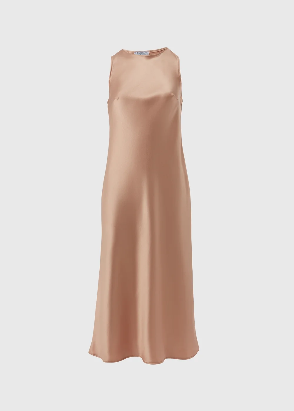 Champagne Bias Cut Satin Slip On Pencil Dress - Size 8 Image 5