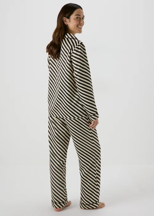 Monochrome Stripe Satin Pyjama Set - Size 8 Image 2