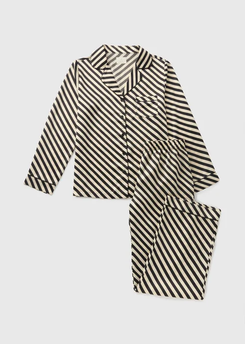 Monochrome Stripe Satin Pyjama Set - Size 8 Image 4