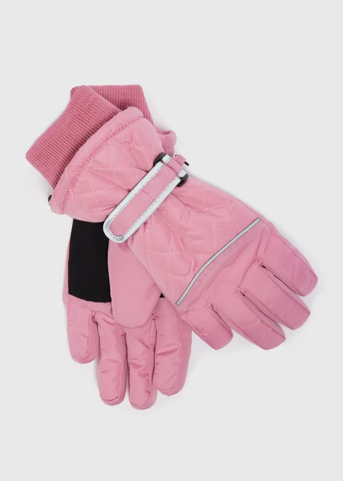 Girls Pink Ski Gloves (3-13yrs) - Age 7-10 Years Image 1