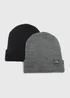 2 Pack Black & Grey Beanies (3-13yrs) - Age 7-10 Years Image 1
