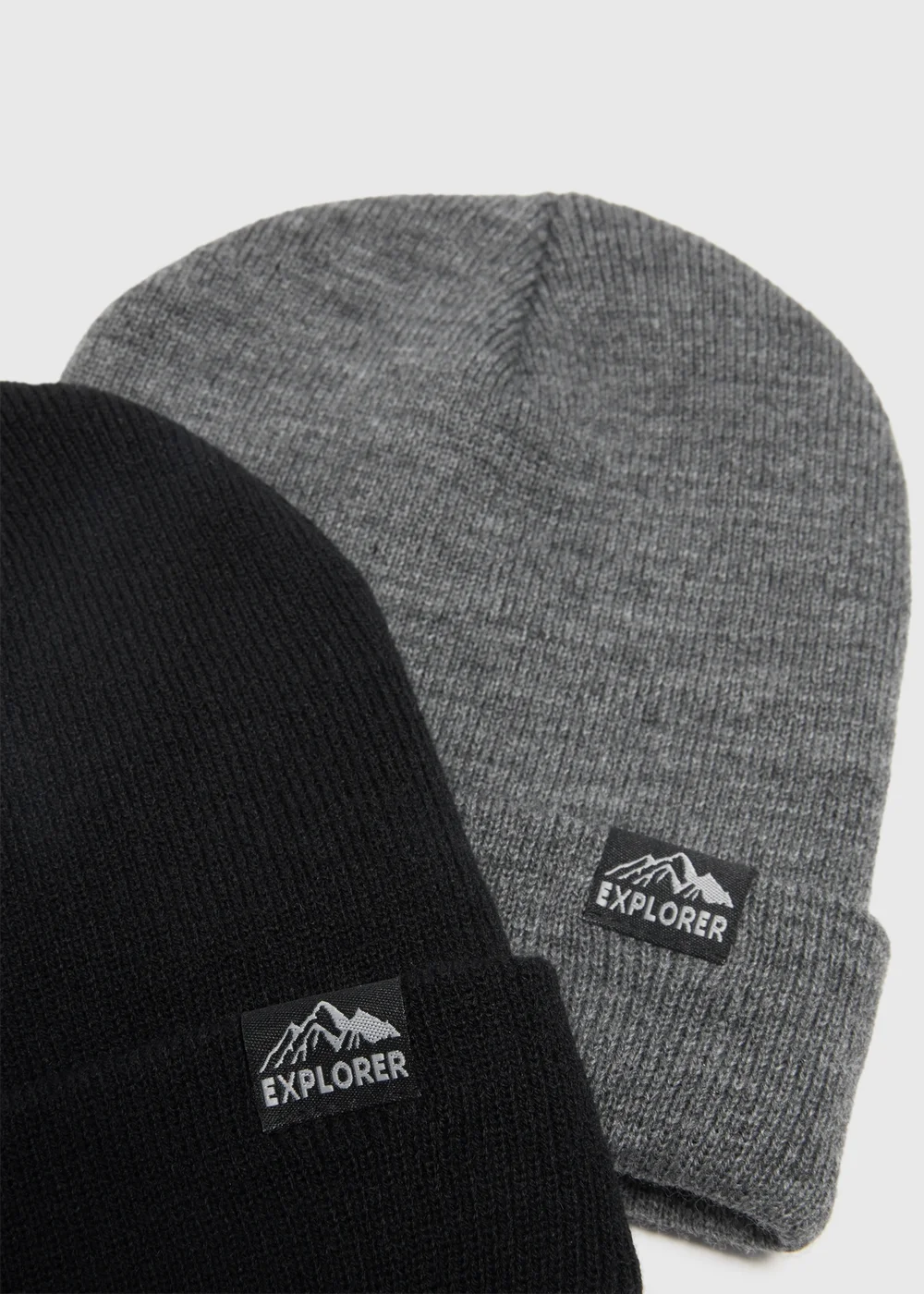 2 Pack Black & Grey Beanies (3-13yrs) - Age 7-10 Years Image 2
