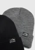 2 Pack Black & Grey Beanies (3-13yrs) - Age 7-10 Years Image 2