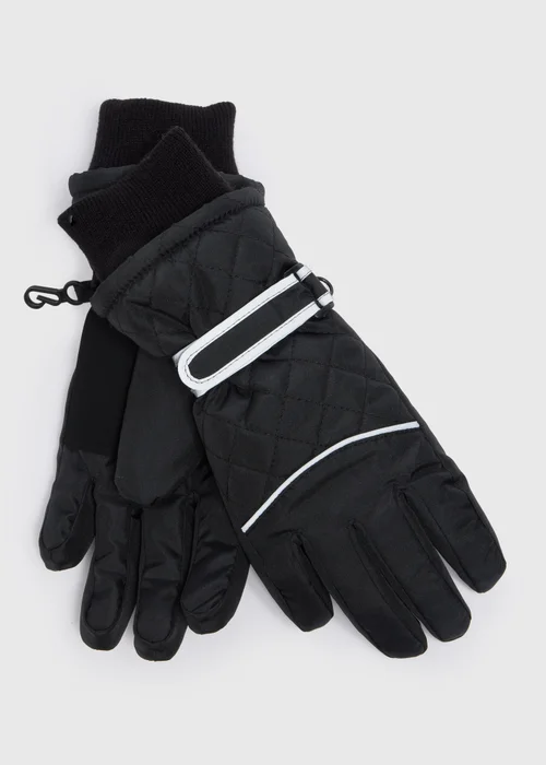 Kids Black Ski Gloves (3-13yrs) - Age 7-10 Years Image 1