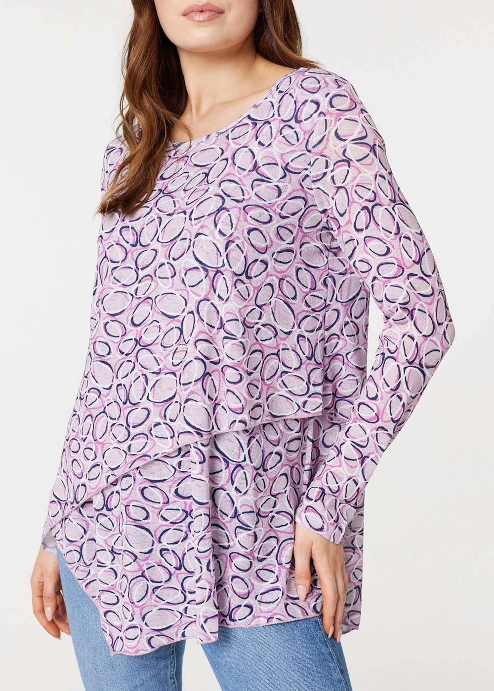 Izabel London Pink Printed Layered Hem Blouse - 8 Image 3