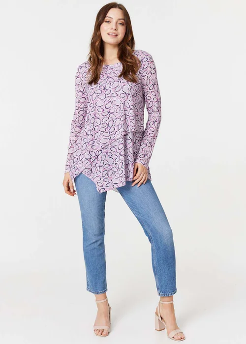 Izabel London Pink Printed Layered Hem Blouse - 8 Image 4