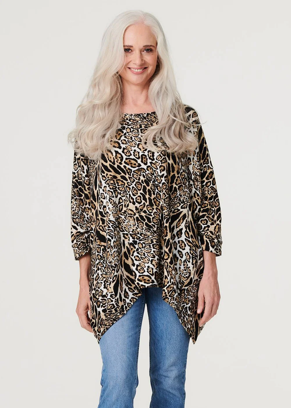 Izabel London Black Leopard Print Oversize Blouse - 8 Image 1