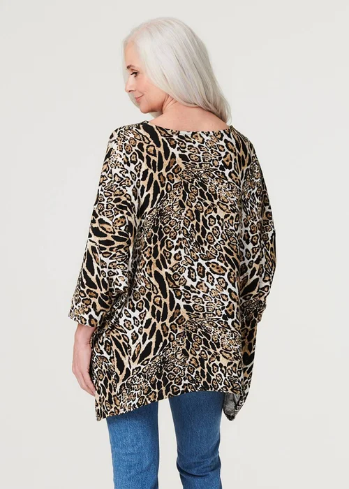Izabel London Black Leopard Print Oversize Blouse - 8 Image 2