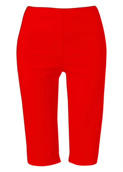Roman Red Elastic Waist Knee Length Stretch Shorts - 10 Image 3