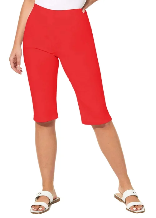 Roman Red Elastic Waist Knee Length Stretch Shorts - 10 Image 1