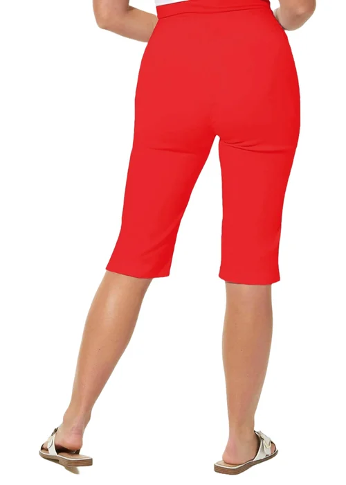 Roman Red Elastic Waist Knee Length Stretch Shorts - 10 Image 2