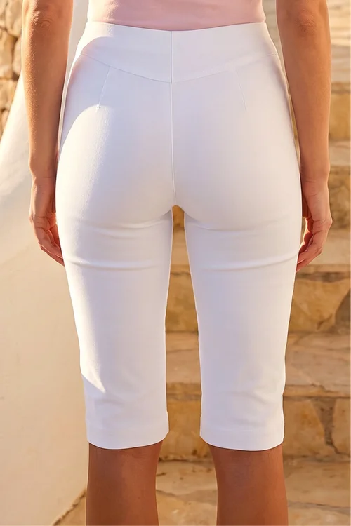 Roman White Knee Length Stretch Shorts - 20 Image 3