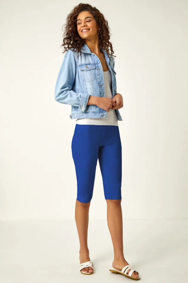 Roman Royal Blue Knee Length Stretch Shorts