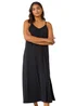 Roman Black Plain Stretch Jersey Pocket Midi Dress - 22 Image 2